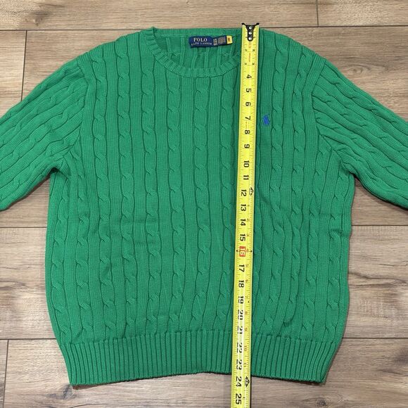 POLO Ralph Lauren Green Cable Knit Sweater XXL Classic Preppy Women’s - Picture 8 of 11